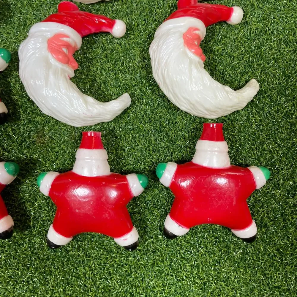Vintage Santa Moon Star Christmas Light Covers 12pc Blow Mold Celestial MCM